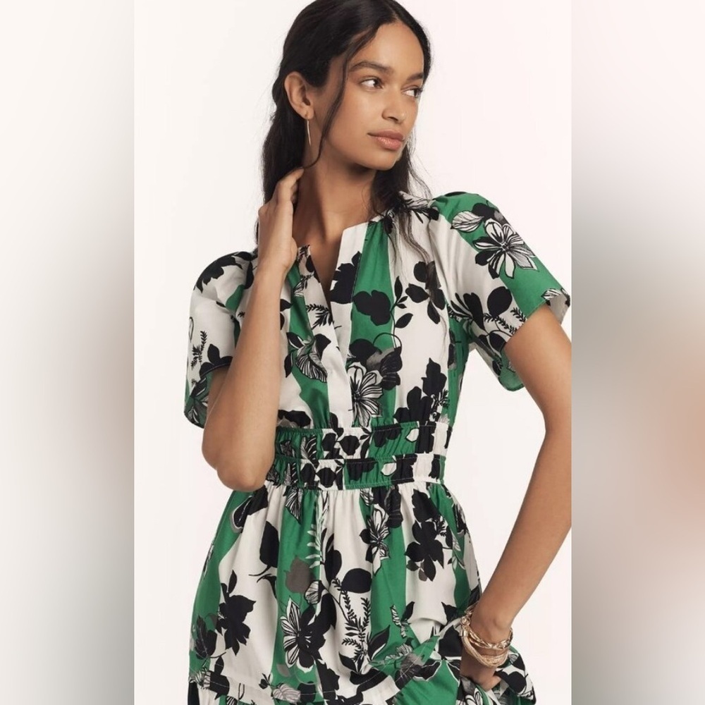 NWT! Anthropologie Green Floral The Somerset Maxi Dress - Size XL 🏈 - Picture 5 of 10